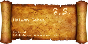 Haiman Sebes névjegykártya